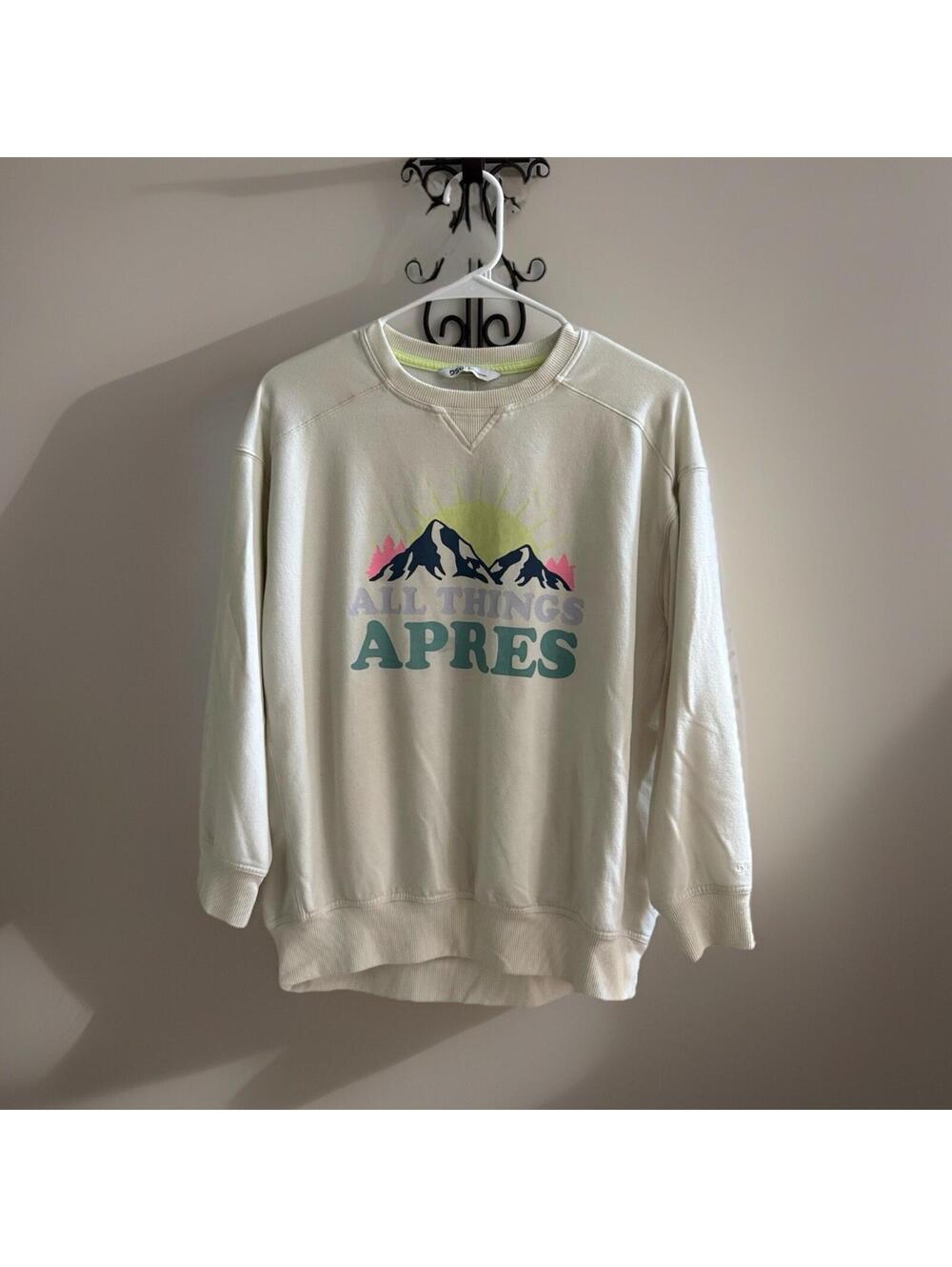 DSG All Things Apres Sweatshirt Womens Large Ski Lodge Graphic Pullover